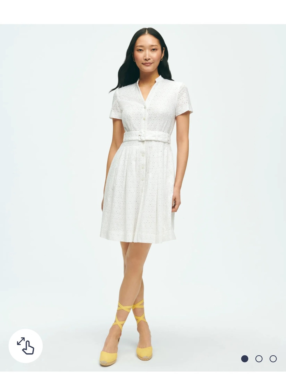 Brooks Brothers White Eyelet Belted Dress | 8